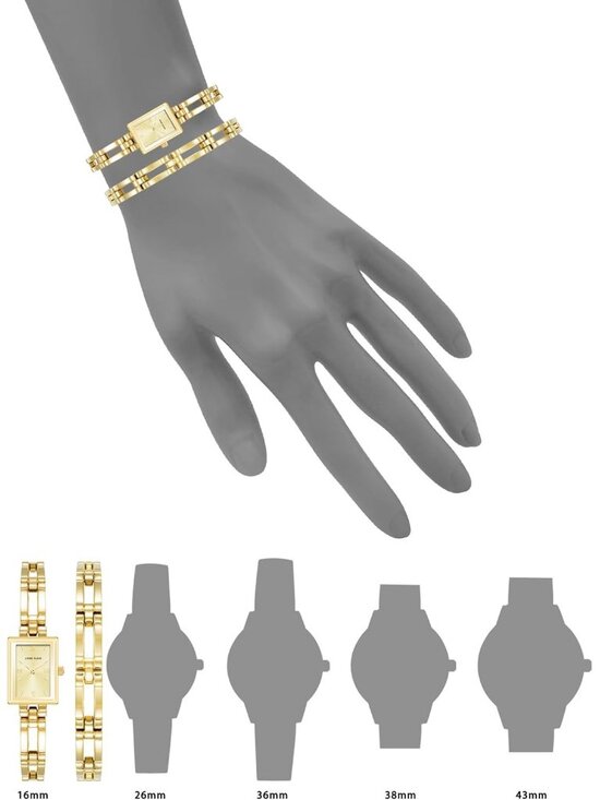 Anne Klein Womens Gold Tone Analog Japanese Quartz Fashion Bracelet Square Watch main image 5